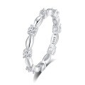 wholesale S925 Sterling Silver Zirconia Seven Princess Ring for Women, Small and Niche Stackable Row Ring,HW。-0-18