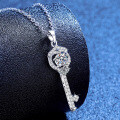 PT950 Plated 925 Silver Moissanite Key Necklace-0-0