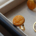 wholesale S925 silver inlaid natural beeswax aged wax Zhaji Lamu designed ring, beeswax chicken oil yellow-0-2