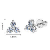 S925 Sterling Silver Moissanite Women's Geometric Square Stud Earrings-White gold [Moissanite]