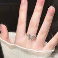 wholesale 925 Sterling Silver 3D Butterfly Open Adjustable Ring for Women, Light Luxury Elegant Fashion Versatile Non-Tarnish Index Finger Ring-0-3