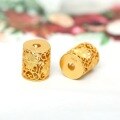 wholesale Wholesale S925 Silver Antique Gold Hollow Barrel Bead Heart Through Hole DIY Accessories for Bracelet Necklace Stringing-0-3