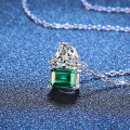 S925 Sterling Silver Cross-Border Cultured Emerald Moissanite Ruby Necklace-0-1