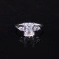 wholesale S925 Sterling Silver Fashionable Cubic Zirconia 3-Carat Ring, Large Carat Moissanite Ring, Closed Band Silver Ring, Unique-0-0