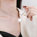 wholesale S925 Sterling Silver Korean-style Fashion 1314 Circle Pendant Couple Necklace Minimalist-0-3