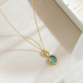 wholesale S925 silver Nalan fresh sweet ins style design blue transparent oval pendant necklace Y01792-0-3