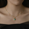 wholesale Metal French Bohemian Turquoise Necklace, Unique Fashion Retro Niche High-end Ellipse New Chinese Style-0-3