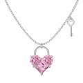wholesale S925 Sterling Silver Nordic Hit Women's Exquisite Heart Square Sugar Ice-Cut Pink Diamond Embedded 8A Zircon Collarbone Necklace-0-6
