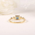 wholesale S925 Sterling Silver Gold-Plated Lab Color-Changing Sapphire Cross-Border Square Sapphire Ring-0-3