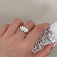 wholesale S925 Sterling Silver Square Minimalist Open Adjustable Ring Korean New Style High-End Viral Xiaohongshu Ring-Sterling silver (opening adjustable)