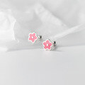 wholesale S925 sterling silver small resin five-petal flower threaded stud earrings, ins-style sweet student earrings M03322-0-1