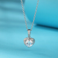 wholesale S925 Sterling Silver Valentine's Day Jewelry Heart Pendant Women's Diamond Zircon Collar Necklace Fashion Pendant Wholesale-Single Pendant [Without Chain]  925 Silver