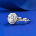 wholesale S925 Silver New 12ct Small Ice Cube Luxury Halo Cushion 6*6 White Diamond Ring-0-1