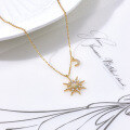 wholesale S925 Sterling Silver Japan Korea Eight-Pointed Star Women's Natural Opal Necklace Exquisite Shining Trendy Fashion-0-1