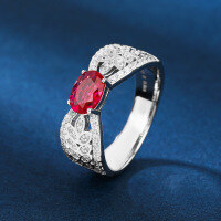 wholesale S925 Sterling Silver Ring for Women with Ruby, Zircon, High Carbon Diamond, Synthetic Ruby, Live Streaming Same Style, Niche-Red No. 6