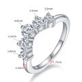 wholesale 925 Sterling Silver Cross-Border Moissanite Ring for Women, Crown V-Shaped Moissanite Ring with Design, Moissanite Jewelry-0-5