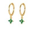 wholesale 925 Sterling Metal Four-Leaf Clover Earrings, Premium Luxury Zirconia-Embedded Multicolor Hoop Earrings, Ins Style for Women-0-4
