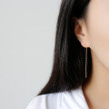 wholesale S925 Sterling Silver YH511 Korean Fashion Minimalist Geometric Chain Long Tassel Ear Thread Earrings-0-3