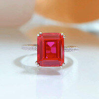 wholesale S925 silver new retro rectangular cabochon 8*10 green zirconia high-carbon diamond women's ring-R382 Red Diamond>No.9