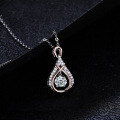 Sterling Silver Moving Heart Necklace with Teardrop Pendant-0-0