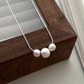 wholesale S925 Sterling Silver Cold Minimalist Style Brushed Spherical Necklace, Advanced Temperament New Trend Exquisite Collarbone Chain-0-0