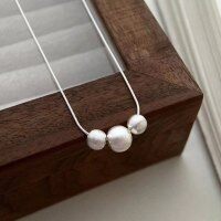 wholesale S925 Sterling Silver Cold Minimalist Style Brushed Spherical Necklace, Advanced Temperament New Trend Exquisite Collarbone Chain-Frosted ball necklace--silver white 925 silver