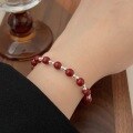 wholesale S925 Sterling Silver Cinnabar Beaded Bracelet for Women, Minimalist, Niche, Elegant, High-end, Korean Style-0-2