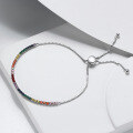 wholesale S925 Sterling Silver Tennis Chain with Color Zirconia Round Stones, Factory Direct Wholesale-0-2