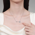 S925 Sterling Silver Moissanite Pin Pendant Necklace for Women, Minimalist and Versatile-0-2