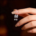 Sterling Silver Minimalist Moissanite Waterdrop Dangle Earrings-0-0