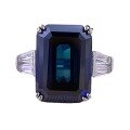 wholesale S925 Silver New 10*14 Rectangle Royal Blue Ring for Women, Fashionable and Minimalist European Style-0-4