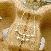 wholesale 999 Sterling Silver Bamboo Joint Bell Curved Tube Necklace for Women, Small and Unique Design, National Trend Style, Light Luxury, Minimalist and High-end Jewelry-Pure Silver Bamboo Bell--Silver White Pure Silver