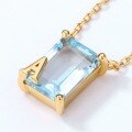 wholesale S925 Gold-Plated Silver Japanese Minimalist Sky Topaz Geometric Ladder Square Pendant Necklace for Women, Korean Style Letter Wholesale-0-2
