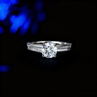 S925 Sterling Silver Moissanite Ring, 1 Carat Women's Closed Band, Cross-border Wholesale-[5A Zircon] 6.5mm  No. 9