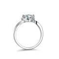S925 Silver Ring with 1-Carat Moissanite Heart Shape, 65MM, Fine Electroplating-0-3