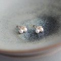 wholesale 9K Gold Minimalist Mini Pearl Micro-Paved Stud Earrings "Little Cherry"-0-2