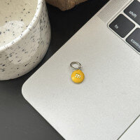 wholesale S925 Sterling Silver Enamel Resin Colorful Candy M&M Round Pendant Ins Style Versatile Necklace for Women-Yellow Single Pendant>925 Silver