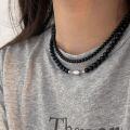 wholesale S925 Sterling Silver Natural Black Agate Necklace for Women, New Trendy Versatile Retro Niche Collarbone Chain-0-0
