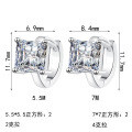 S925 Sterling Silver Moissanite Square Stud Earrings for Women-0-3