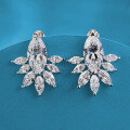 wholesale S925 Sterling Silver Marquise Stud Earrings for Women, Fashionable Commuter Style with Inlaid Design-0-3