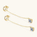 wholesale S925 Sterling Silver Japanese Korean Style Trendy Chain Moissanite Earrings, Unique Niche High-End Sense Ear Studs for Women Wholesale-0-2