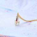 wholesale 10K Gold Japanese-style Space Series Cool Hip-Hop Rocket Pendant with Natural Ruby and Sapphire Necklace for Women-0-3