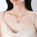 wholesale S925 Sterling Silver Maker's Heart with Moving Wings Necklace, Minimalist and Luxurious Design, Elegant Collarbone Chain-0-1