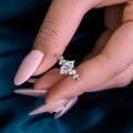 925 Sterling Silver Marquee Cut Moissanite Solitaire Ring-0-1