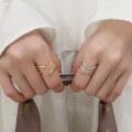 wholesale S925 Sterling Silver Irregular Double-Layer Hollow Open Ring, Ins Trendy Hip-Hop Ring for Women-0-3