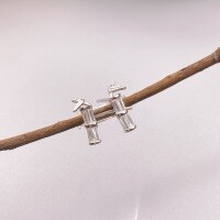 wholesale S925 Sterling Silver Fashionable Rising Bamboo Knot Zircon Earrings, Minimalist Niche Design for Daily Commute and Versatile Styling-T Square Bamboo Earrings 925 Silver