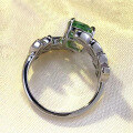 wholesale S925 Silver Green Diamond Ring by Zhuozhifan, New Style, Leaf-Inspired Fresh and Elegant Design with High-Carbon Diamond Inlay, Niche and Unique for Women-0-2