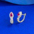 wholesale S925 Sterling Silver Pear-shaped Red Zircon Snake Bone Ear Clasp with a Premium and Luxurious Sparkle, Live Stream Edition-0-3