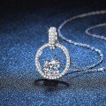 S925 Sterling Silver 50-Point Moissanite Pendant Necklace with Micro-Pavé-0-1