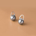 wholesale 925 Sterling Silver Earrings with Shell Pearl and Synthetic Pearl, Sweet and Elegant Large Shell Pearl Small Gold Clasp Hoop Earrings G2057-0-7